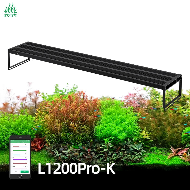 WEEKAQUA L1200K Pro 120CM APP Control Cycle Timing RGBUV Full Spectrum Led Aquarium Lighting for Aquatic Plante 1000 Gallon