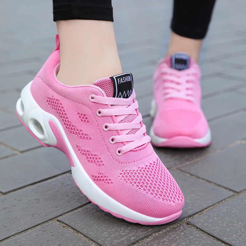 Ladies Casual Running Sneakers New Spring Autumn Fashion Shoes Stock Breathable Lace-Up Sports Shoes for Women