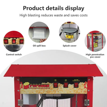 Stainless Steel 220V/110v Small Commercial Popcorn Machine Shopping Mall Automatic Popcorn Machine