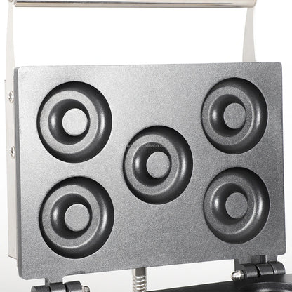 Commercial Electric Double-Sided Waffle & Donut Maker 5-Hole Non-Stick Surface Temperature Range 122-572℉ for Holiday Inn