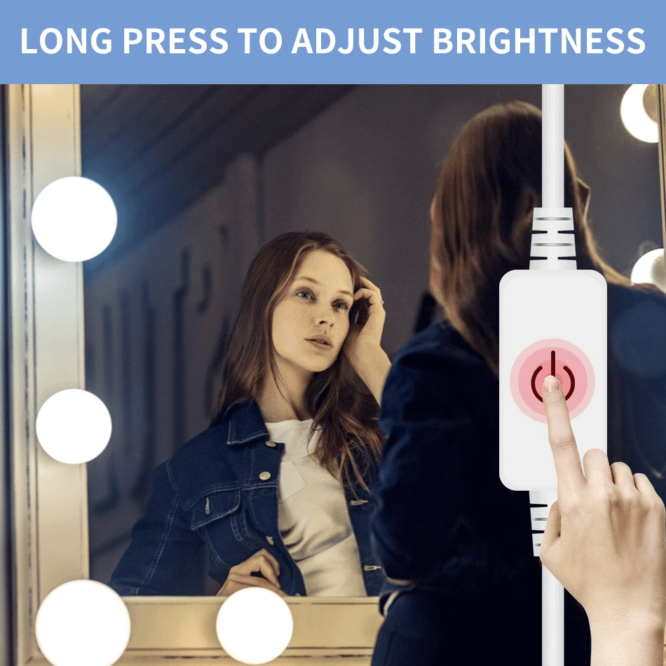 3 Modes Colors Makeup Mirror Light Led Touch Dimming Vanity Dressing Table Lamp Bulb USB 12V Hollywood Make Up Mirror Wall Lamp
