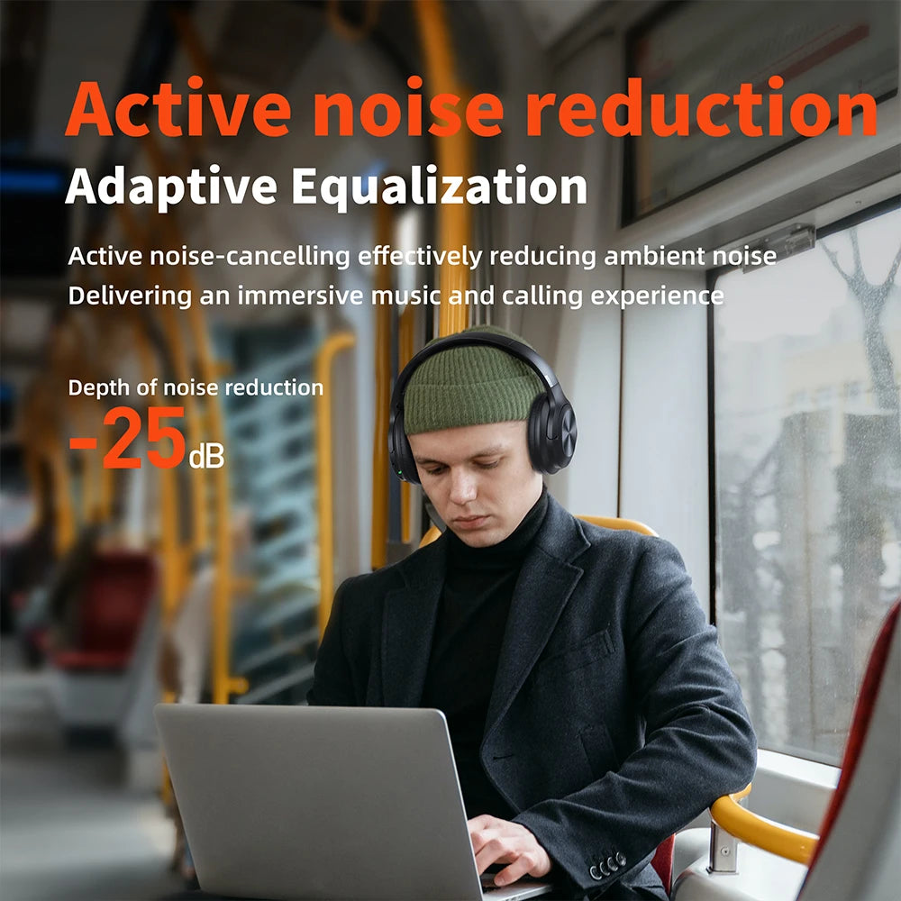 QERE E80 Wireless Headphones Active Noise Cancelling 40mm Speaker 25dB ANC