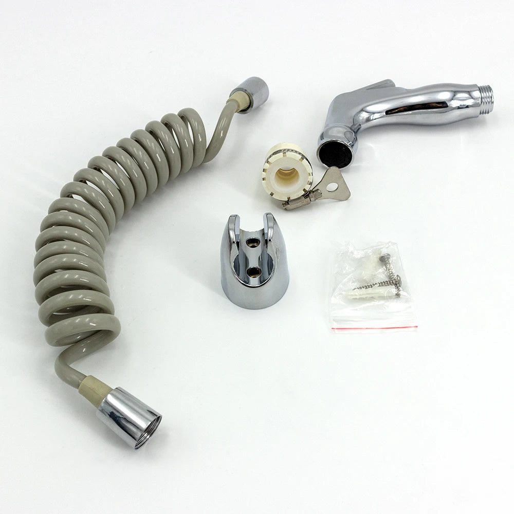 Portable Plastic Bathroom Toilet Shattaf Set for Travellers Includes Bidet Sprayer