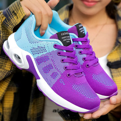 Women's Lightweight Breathable Lace-Up Sport Shoes Casual Outdoor Anti-Slip Sneakers with round Toe for Winter Wholesale