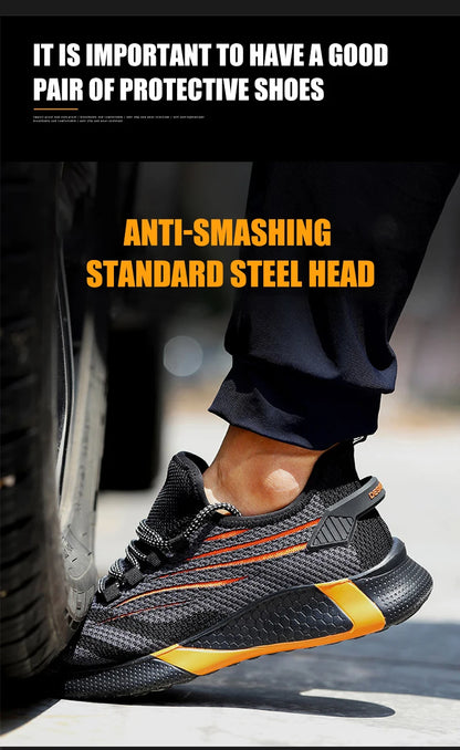 Men Work Safety Shoes Anti-puncture Working Sneakers Male Indestructible Work Shoes Men Boots Lightweight Men Shoes Safety Boots