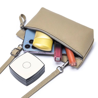 2024 New Underarm Women's Bag Head Layer Cowhide  Luxury Shoulder Crossbody Small Handbag  Ladies Trendy Cell Phone Bag