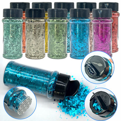 US Warehouses Factory Wholesale Metallic Matte Glitter Powder Hexagon Bulk Holographic Glitter Mixed Chunky Glitter for Crafts