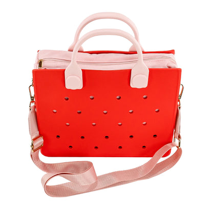 Lightweight Perforated Reusable EVA Handbag Black Women's Tote Bags for Women & Girl with Shoulder Strap for Beach & College