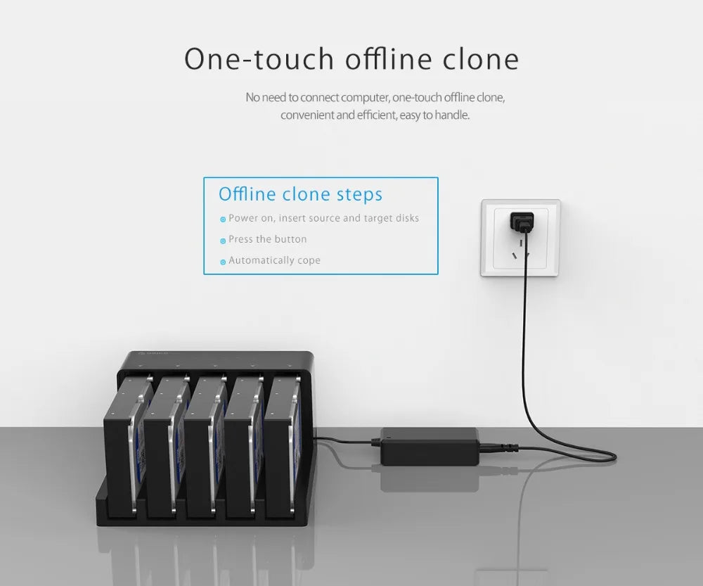 ORICO 5 Bay USB 3.0 to SATA 2.5/3.5 Inch HDD Docking Station Hard Drive Enclosure with Offline Clone HDD Case Plug and Play