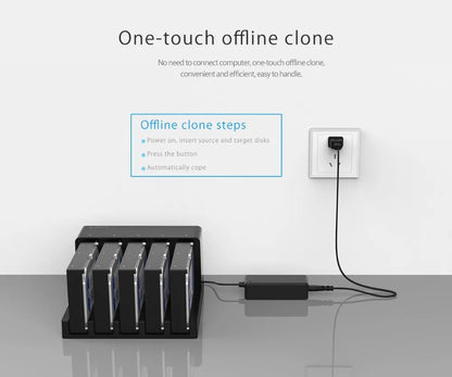 ORICO 5 Bay USB 3.0 to SATA 2.5/3.5 Inch HDD Docking Station Hard Drive Enclosure with Offline Clone HDD Case Plug and Play