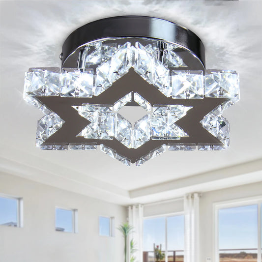 Modern K9 Crystal Chandelier Cool White Living Room Star Design Ceiling Light for Kitchen Living Room