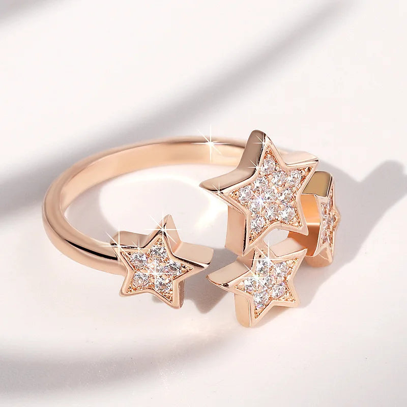 F1268 Star Cluster Rings For Women Cubic Zirconia Pave Setting Fashion Jewelry Gift Ring