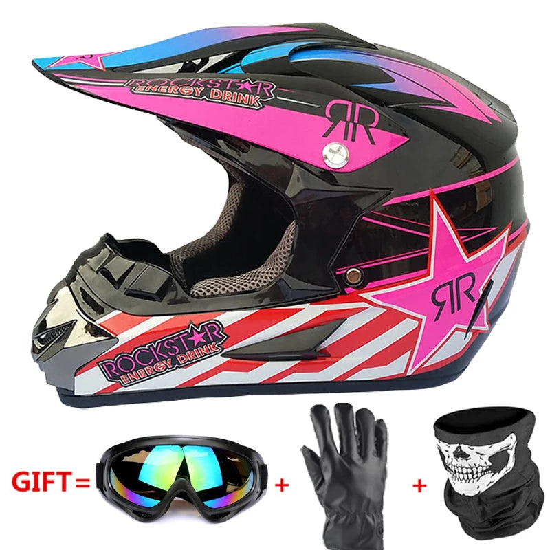 Professional Racing Casco Moto Off Road Helmet ATV Dirt Bike Downhill MTB DH Capacete Motocross Helmet With Mask Gloves Glasses