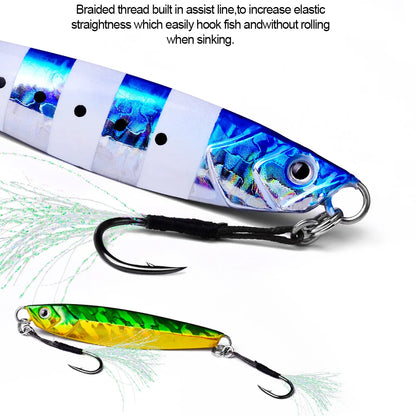 10pcs Fishing Assist Hooks 11#-19# Jigging Assist Hooks Single Fishing Assist Hooks with Bucktail with Feather