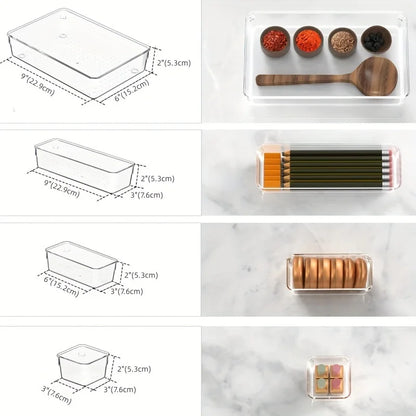 16pcs Kitchen/bathroom/office/jewelry Drawer Organizer Under Desk Drawer Organizer Set clear Storage Box