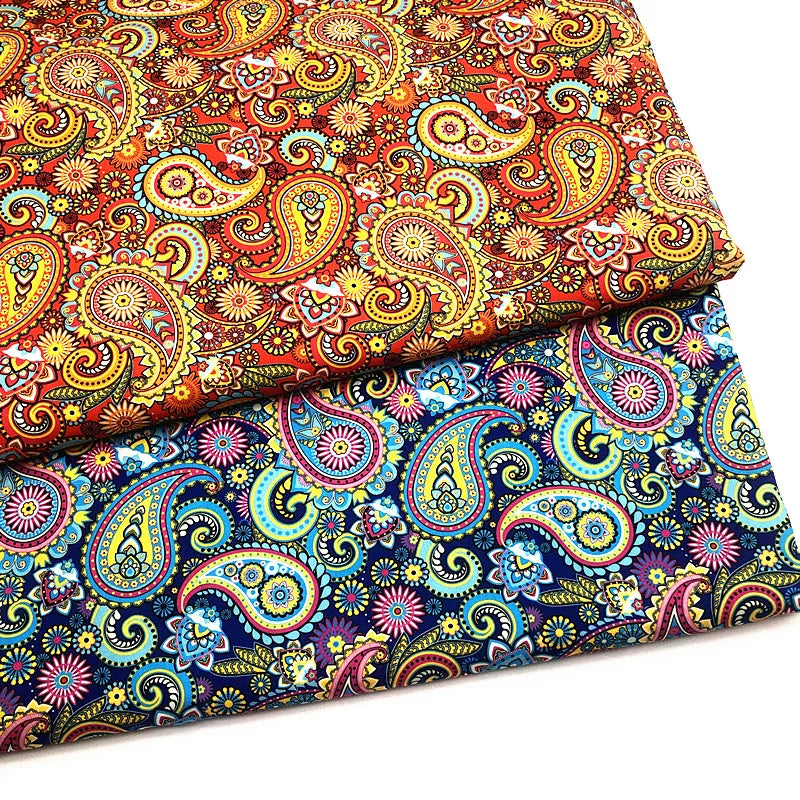 Hot Sale Precut 3yards /PCS  Paisley Printed Fabric Polyester Cotton Blended for  DIY Sewing Projects Sale by 3yards