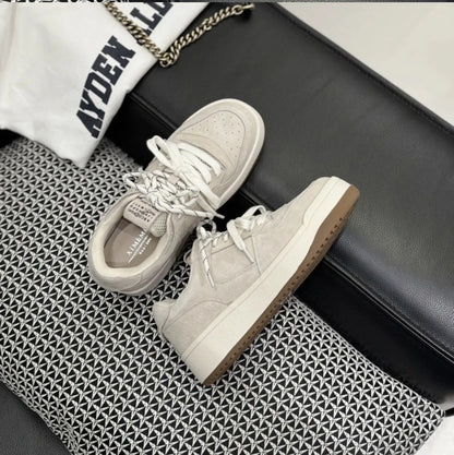 Women Korean Style Lace up Board Shoes 2026 Spring Super Popular Thick Sole Versatile Student Daily Casual White Sneakers