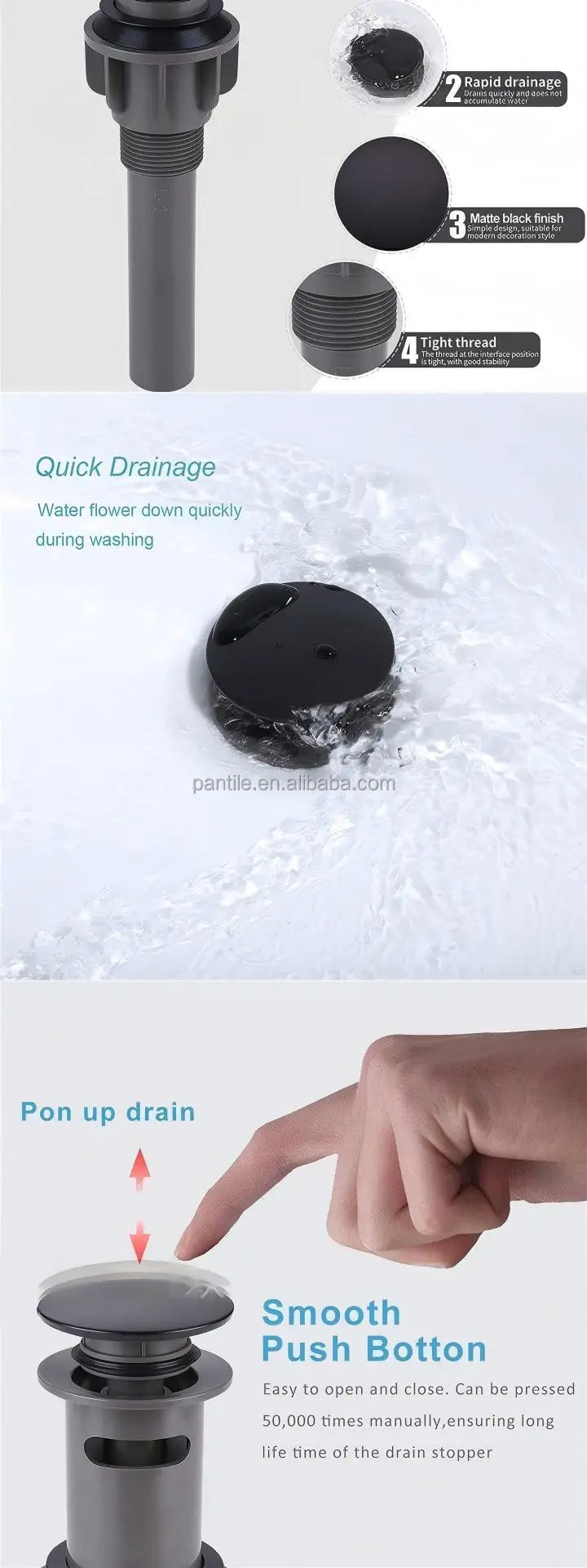 Luxury Plastic Pop up Basin Drain with Chrome Plated Finish Threaded Connection for Modern Bathroom Hotel Use Easy to Clean