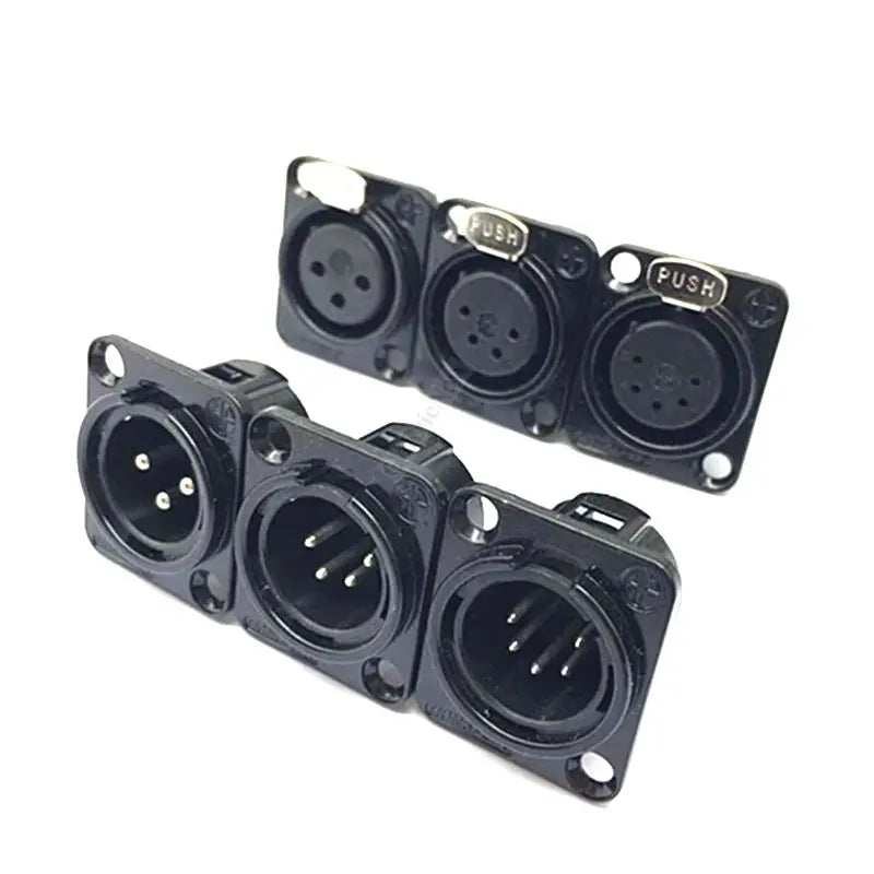 1pcs 3,4,5,6,7 pin Male/Female Black Metal Square XLR Speaker Panel mount socket Connector