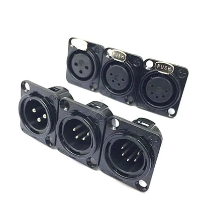 1pcs 3,4,5,6,7 pin Male/Female Black Metal Square XLR Speaker Panel mount socket Connector