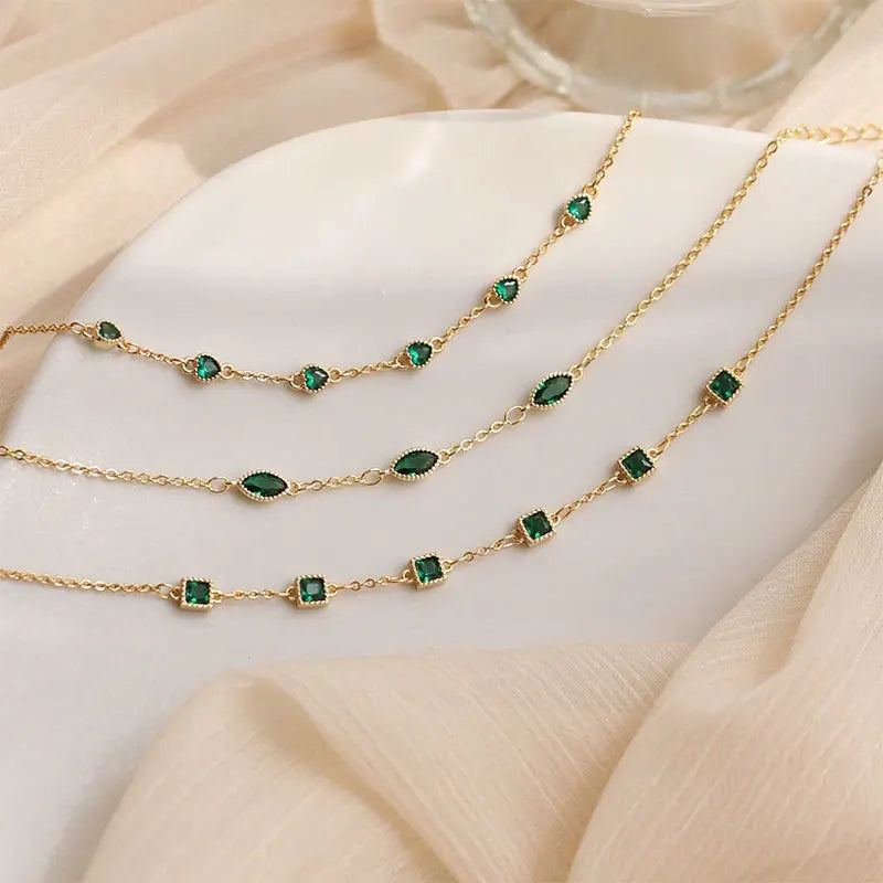 925 Sterling Silver Simple Emerald Crystal Bracelet For Women Light Luxury Temperament Mother's Day Jewelry Gift