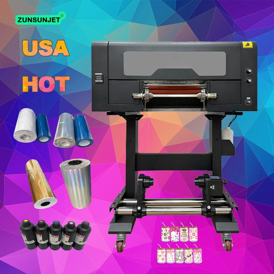 ZUNSUNJET Cricket Bat Adhesive Digital Sticker Printer Uv Inkjet White Roll Uv Sticker Logo Printer