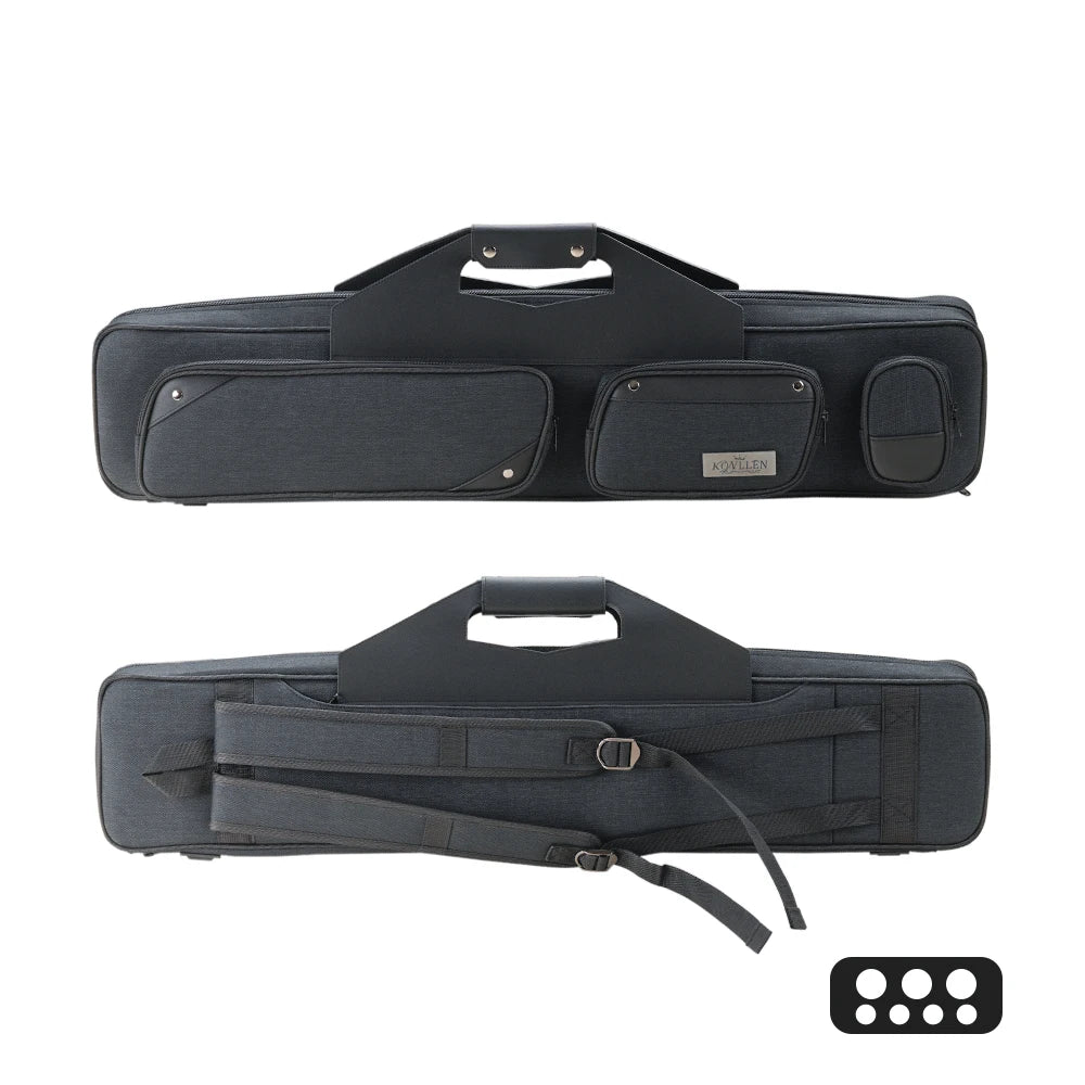 KONLLEN Billiard 7 Holes 3*4 Pool Cue Case Bag 3Butts 4Shafts Oxford Canvas Black/Blue 1/2 Rod Box 1.3kg