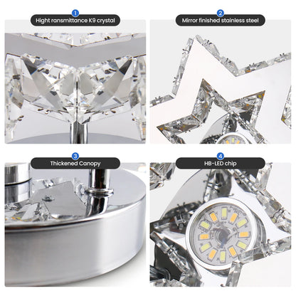 Modern K9 Crystal Chandelier Cool White Living Room Star Design Ceiling Light for Kitchen Living Room