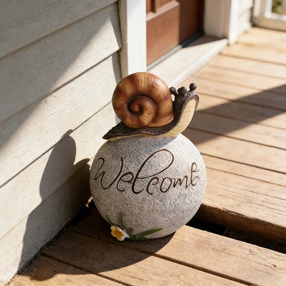 Dropshipping Welcome-themed Fashion Resin Snail Figurine Hand-painted Playful Animal Floral Accent Outdoor Decorative Entryway