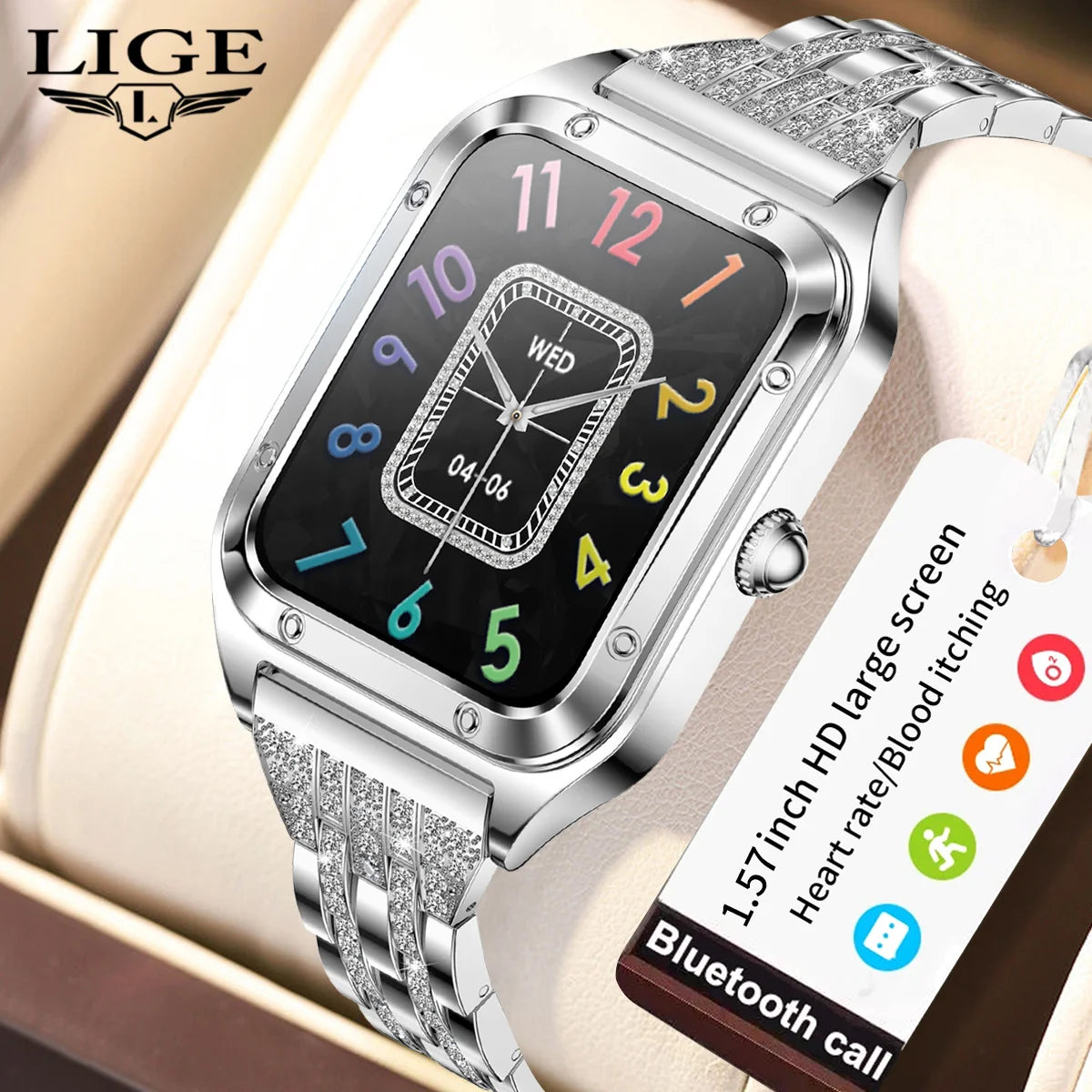 LIGE BW0544 Smart Watch for Women Make Answer Call Fitness Tracker Heart Rate SpO2 Monitor Smartwatch for Android Phones iPhone