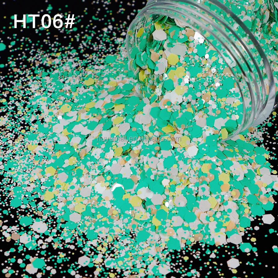 Bulk KG Bag Holographic Macaron Glitters Solvent Resistant Polyester Chunky Glitter for Resin Craft Tumbler Snowglobe