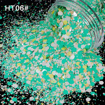Bulk KG Bag Holographic Macaron Glitters Solvent Resistant Polyester Chunky Glitter for Resin Craft Tumbler Snowglobe