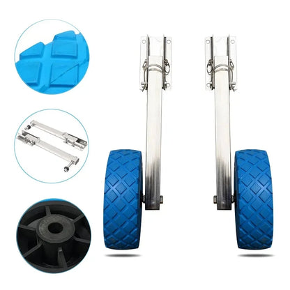 Dinghy Wheels Folding Flip-up Inflatable Boat Kayak Canoe Launching Wheels Stainless Steel Trailer Dolly Towing Cart