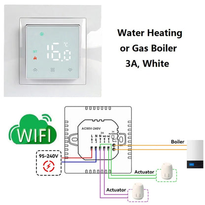 Room Thermostat Square Convex LCD Panel Child Lock Floor Heating System Programmable Smart WIFI Thermostat
