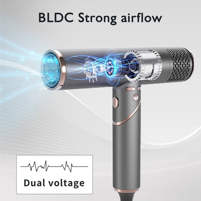 Portable Professional Hair Dryer Folded Handle 110000rpm Negative Ion Diffuser BLDC for Hotels Households Electric Plastic