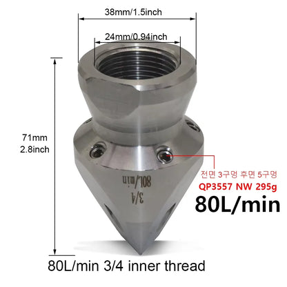 1/2 G1/2 High Pressure 8-Hole Nozzle Sewage Sludge Pipeline Flushing Gun Nozzle for Cleaning and Washing Tool Kit