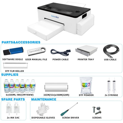 US Factory Wholesale Lancelot A3 L1800 DTF Printer Bundle with Laptop and Oven Full Direct to Film Printing Machine for DIY