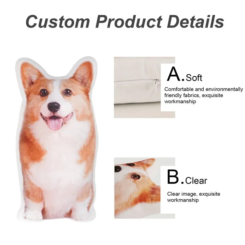 Personalized Photo DIY Pet Cushion Stuffed Animal Pillow Custom Dog Cat Picture Cushion Christmas gifts Loss Memorial gift