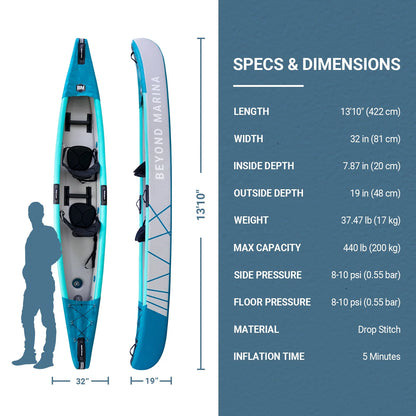 Whitewater Canoe Boat 2 Person Drop Stitch Inflatable Kayak for Fishing