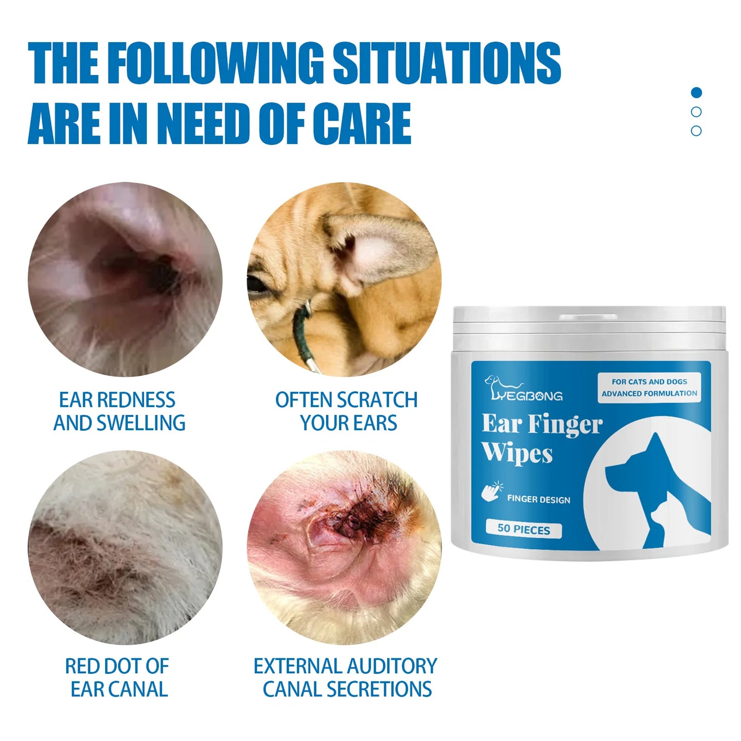 Pet Cleaning Finger Wipes Ear Care Finger Sleeves to Remove Earwax Ear Mites Ear Cleaning Care Pet