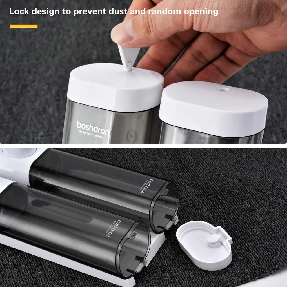 Magic Suction Cup 300ml*2 Bathroom Wall Mount Double Liquid Soap Dispensers Hand Press Toilet Equipment Hand Sanitizer Dispenser