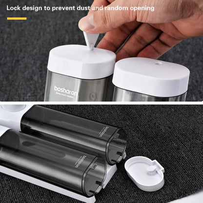 Magic Suction Cup 300ml*2 Bathroom Wall Mount Double Liquid Soap Dispensers Hand Press Toilet Equipment Hand Sanitizer Dispenser