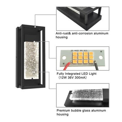 12 Inch Bubble Crystal Glass Wall Sconce Triac Dimmable High CRI Aluminum Alloy Housing for Villa Resort Garden Corridor