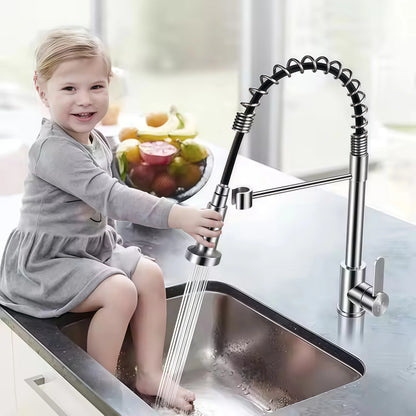 Modern Stainless Steel Single-Handle Kitchen Faucet Deck Mounted with Side Spray for Hotel Use