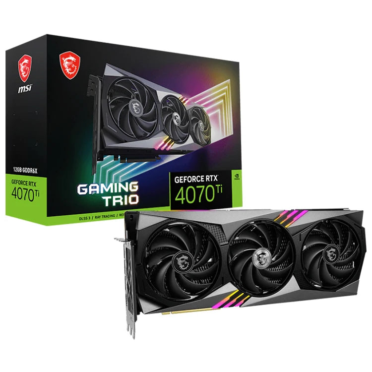 Used MS'I GeForce RTX 4070 Ti GAMING X TRIO 12G Graphics Card with 12GB GDDR6X Memory Support 21Gbps Memory Speed