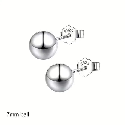 Lanshang Fine Stud Earrings 925 Sterling Silver Gold Plated Jewelry  for Women Men Tiny Ball Earrings
