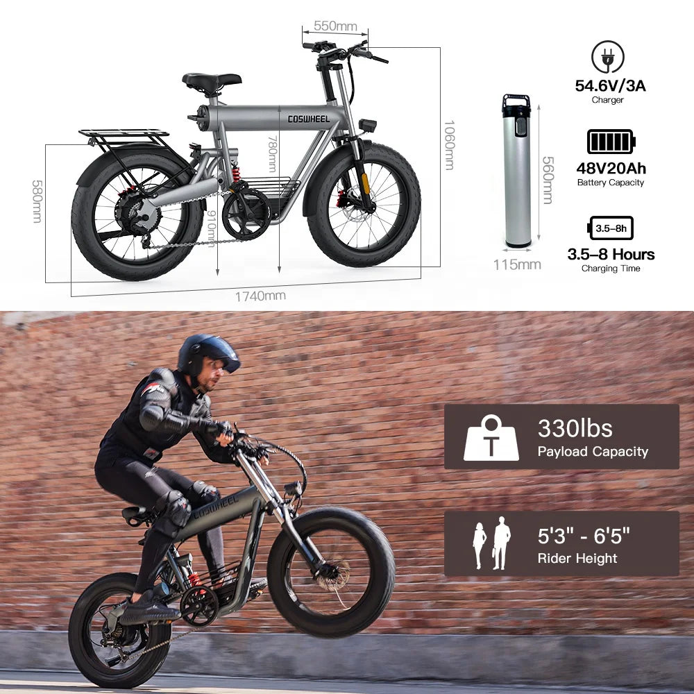 Coswheel T20 Upgraded Version 1500W Ebike Poland Eu Stock Electric Bike Adults for Road Mountain Dirt City Beach Cruiser E Bike