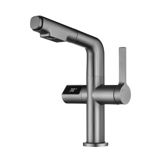 Temperature Display Bathroom Faucet Black Basin Washbasin Hot and Cold Water Faucet by PDG ibma