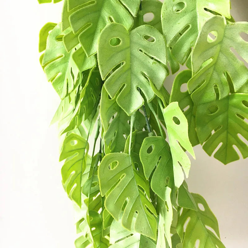 Artificial Palm Green Plants Vine Turtle Leaf Rattan Ceiling Wall Hanging Flower Maple Leaves Wedding Garden Balcony Home Decor