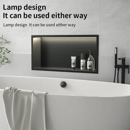 Matte Black Double Selves Stainless Steel Shower Niche No Tile Needed Bathroom Niche Recessed Wall Niche with led
